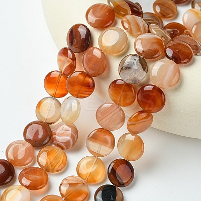 Flat Round Gemstone Natural Red Agate Stone Beads Strands G-S110-03-1