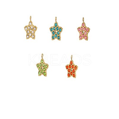 304 Stainless Steel Micro Pave Cubic Zirconia Pendants STAS-OY008-67G-1
