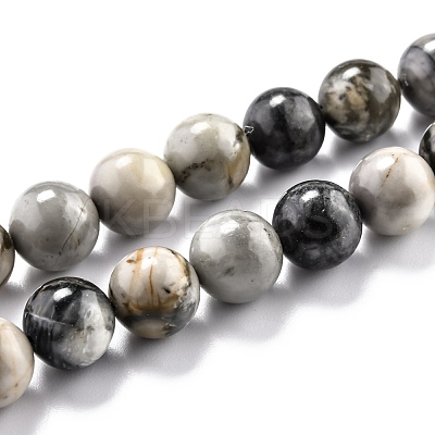 Round Natural Polychrome Jasper/Picasso Stone/Picasso Jasper Beads Strands G-O199-03C-1