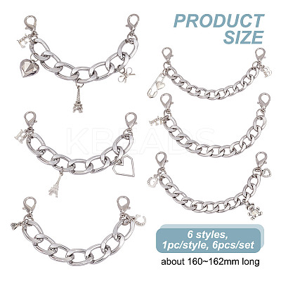 6Pcs 6 Styles Aluminum Canvas Shoes Chains FIND-GO00005-1