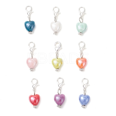 Pearlized Handmade Porcelain Pendant Decorations HJEW-JM03942-02-1