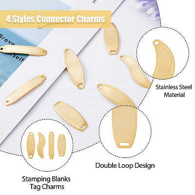 48Pcs 4 Styles 201 Stainless Steel Connector Charms STAS-DC0014-18-1