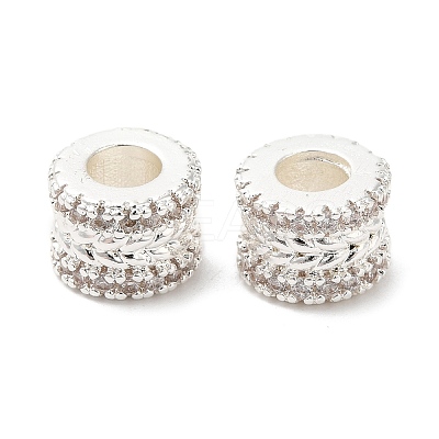 Rack Plating Brass Cubic Zirconia European Beads KK-R147-03S-1