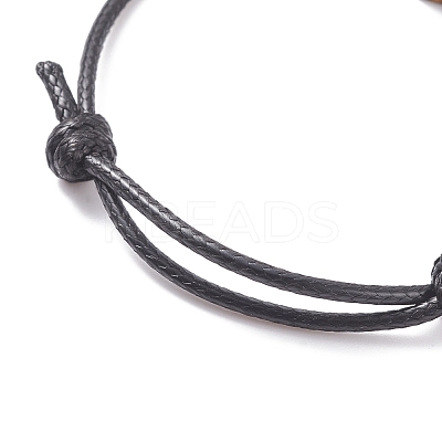 Natural Stone Heart Braided Cord Bracelet BJEW-JB07685-1