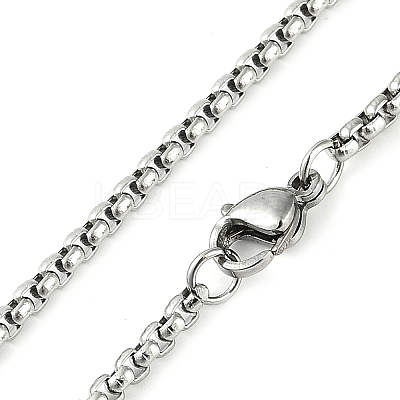 201 Stainless Steel Arabic Elements Flower Pendant Box Chain Necklaces NJEW-D089-01P-01-1