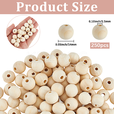 Natural Unfinished Wood Beads WOOD-SP0001-62E-1