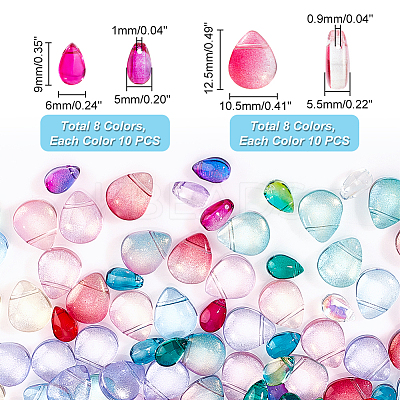 160Pcs 16 Style Transparent Spray Painted Glass Beads GLAA-GA0001-45-1