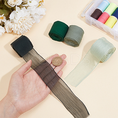 4 Rolls 4 Colors Polyester Ribbon OCOR-PH0002-73-1