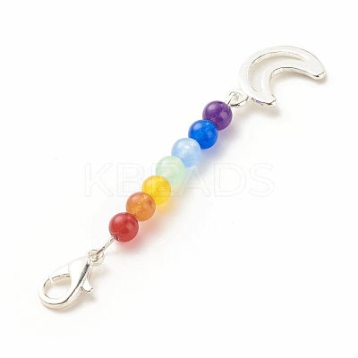 Chakra Theme Natural & Dyed Malaysia Jade Beaded Pendant Decorations HJEW-JM00642-01-1