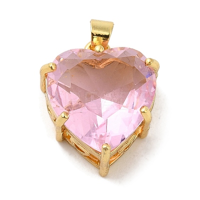 Golden Brass Micro Pave Cubic Zirconia Pendants KK-C072-37G-03-1