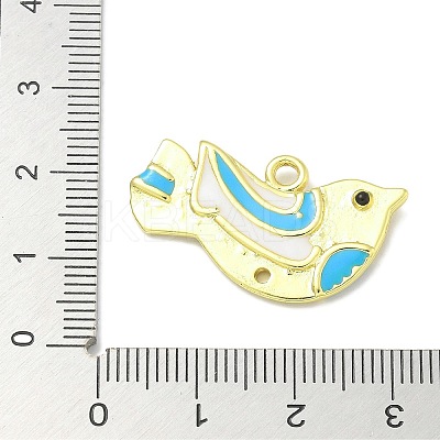 Real 18K Gold Plated Brass Enamel Robin Bird Pendants KK-L224-060G-1