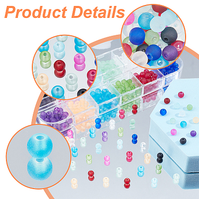 480pcs 12 Colors Transparent Frosted Glass Beads Strands GLAA-PH0002-44-1
