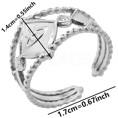 Geometric Eye Design Stainless Steel Cuff Ring for Unisex TA8948-1-1