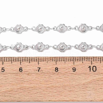 5.5MM 304 Stainless Steel Flower Link Chain Necklaces NJEW-P346-01P-1