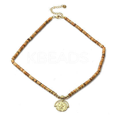 Natural Picture Jasper Bead Necklaces NJEW-K259-08G-1