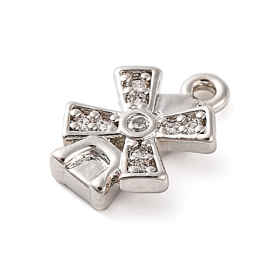 Brass Pave Clear Cubic Zirconia Charms KK-Z051-01P-02-1