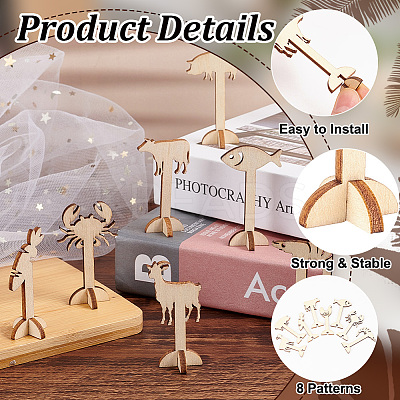 40 Sets 8 Styles Wood Display Decorations DIY-OC0012-71-1