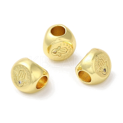 Rack Plating Brass Micro Pave Cubic Zirconia European Beads KK-F854-02G-04-1