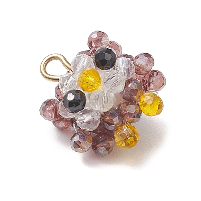 Faceted Round Natural Black Spinel and Glass Beaded Animal Pendants PALLOY-MZ01178-01-1