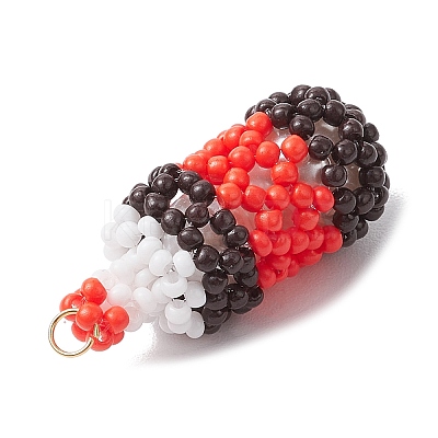 Glass Seed Beads Coke Pendants PALLOY-MZ00457-01-1