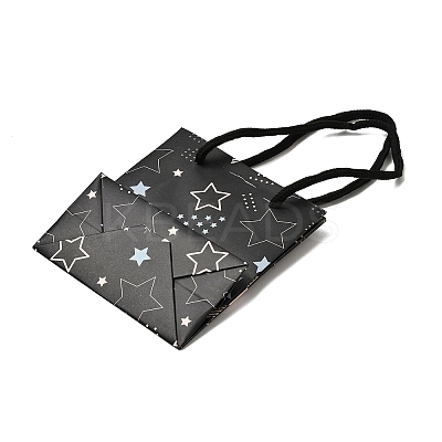Star Print Paper Gift Tote Bags with Cotton Handles CON-K016-02-1