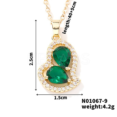 Elegant and Unique Style Brass & Glass Lock Collar Heart Pendant Necklaces for Women FN1868-9-1