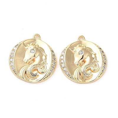 Brass Micro Pave Clear Cubic Zirconia Pendants KK-G481-05G-1
