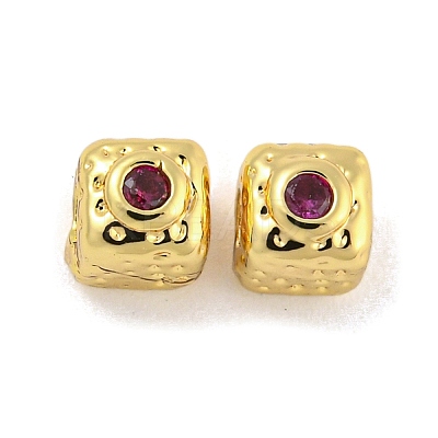 Brass Micro Pave Cubic Zirconia Beads KK-G490-18G-02-1
