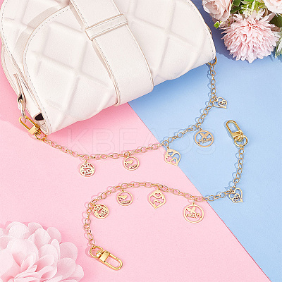 2Pcs Mother's Day Theme Brass Cable Chain Bag Handles FIND-PH0008-92-1