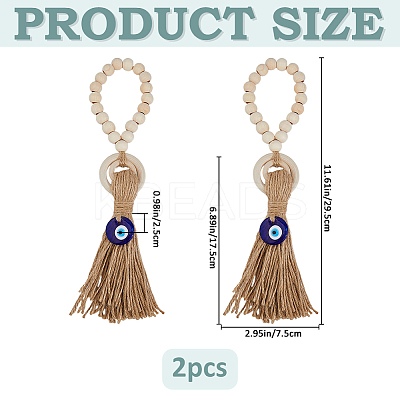 Wooden Beads Door Handle Pendant Decorations AJEW-WH0270-923B-1