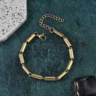 304 Stainless Steel Column Link Chain Bracelets for Women BJEW-F488-05G-1