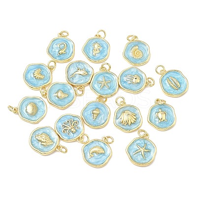 Golden Ocean Brass Enamel Pendants KK-K417-08G-1