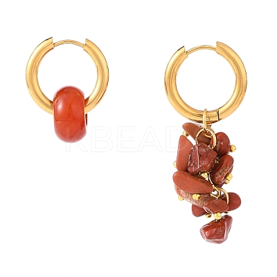 Natural Mixed Stone Bead Asymmetrical Earrings EJEW-JE04353-1