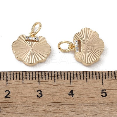 Brass & Clear Cubic Zirconia Charms KK-G497-20G-1