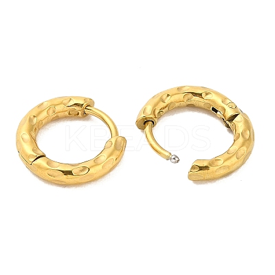 Ion Plating(IP) 304 Stainless Steel Textured Huggie Hoop Earrings EJEW-G374-02A-G-1