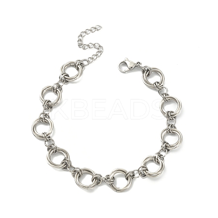 Non-Tarnish 304 Stainless Steel Rings Link Chain Bracelet BJEW-TA00334-02-1
