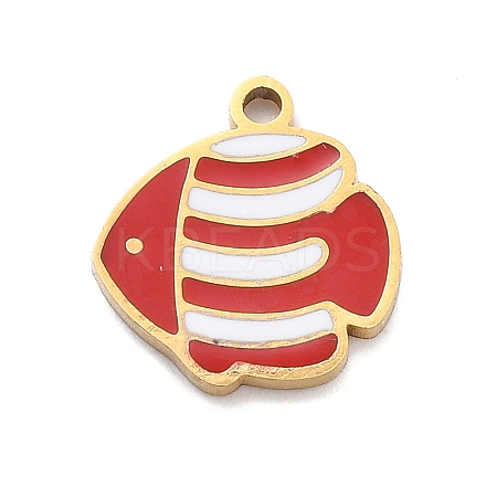 304 Stainless Steel Enamel Charms STAS-R169-04B-G-1