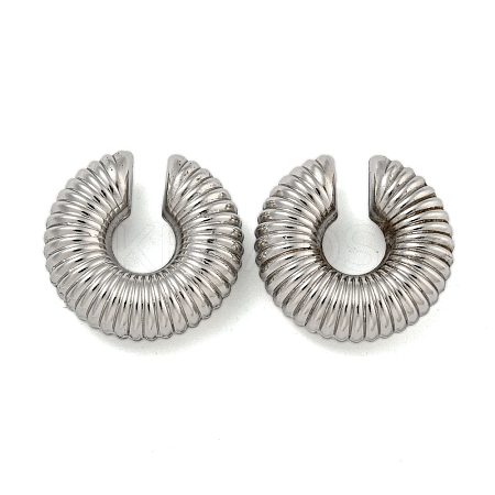 Non-Tarnish Spiral Rings 304 Stainless Steel Cuff Earrings for Women EJEW-G393-01A-P-1