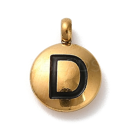 304 Stainless Steel Black Enamel Charms STAS-R009-01G-D-1