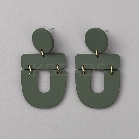 Acrylic Geometry Dangle Stud Earrings EJEW-WH0013-65D-1