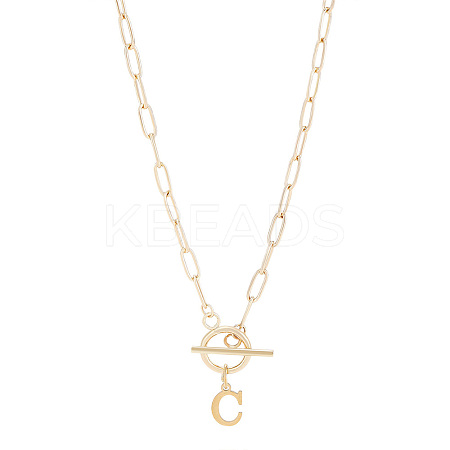 304 Stainless Steel Letter Pendant Necklaces NJEW-LP0001-52C-G-1