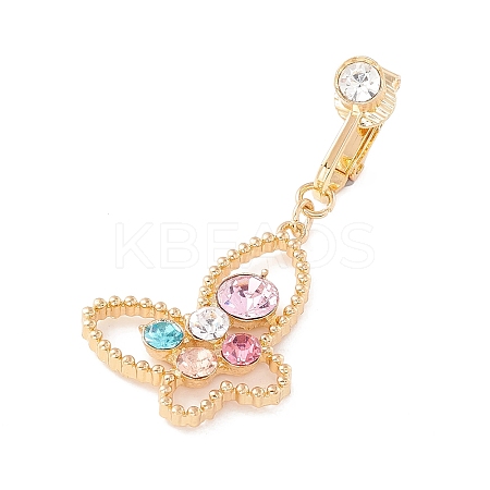 Butterfly Rhinestone Charm Belly Ring LS-AJEW-F057-09G-1