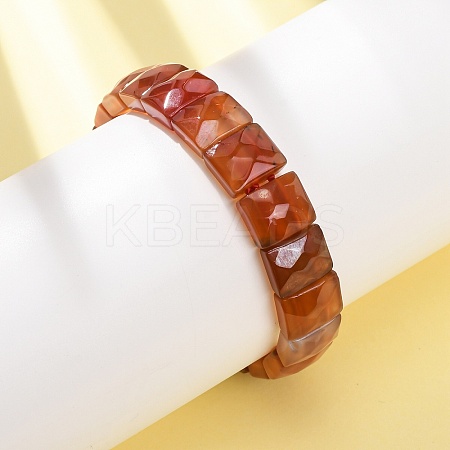 Dyed & Heated  Natural Carnelian Beaded Stretch Bracelets for Unisex G-K303-02G-1