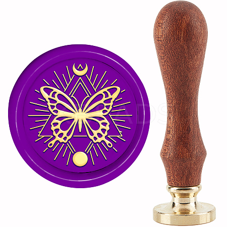 Brass Wax Seal Stamp with Handle AJEW-WH0184-1050-1