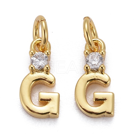 Brass Micro Pave Clear Cubic Zirconia Pendants ZIRC-Z011-35G-1