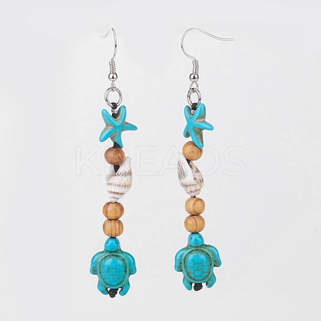 Dyed & Synthetic Turquoise Dangle Earrings X-EJEW-JE02752-1