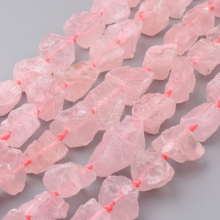 Natural Raw Rose Quartz Beads Strands G-D833-20-1
