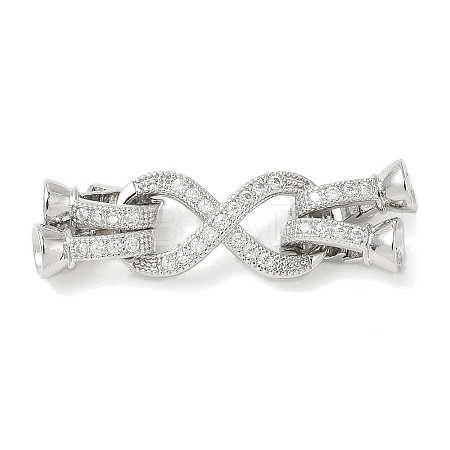 Brass Micro Pave Clear Cubic Zirconia Fold Over Clasps KK-U059-32P-1