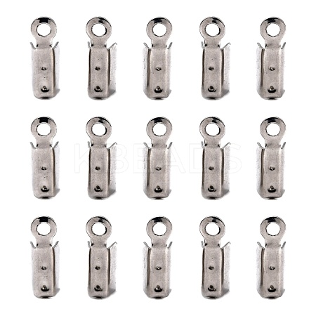 Tarnish Resistant 201 Stainless Steel Fold Over Crimp Cord Ends X-STAS-R055-08-1