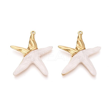 304 Stainless Steel and Resin Pendants STAS-T068-95G-1